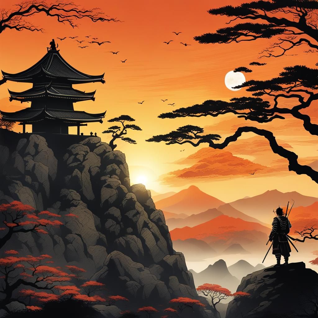 Samurai at Sunset: Honor and Strength