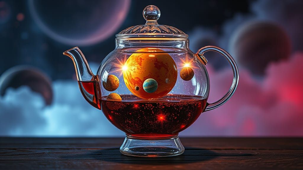 Solar System in Teapot: Dreamlike Digital Art
