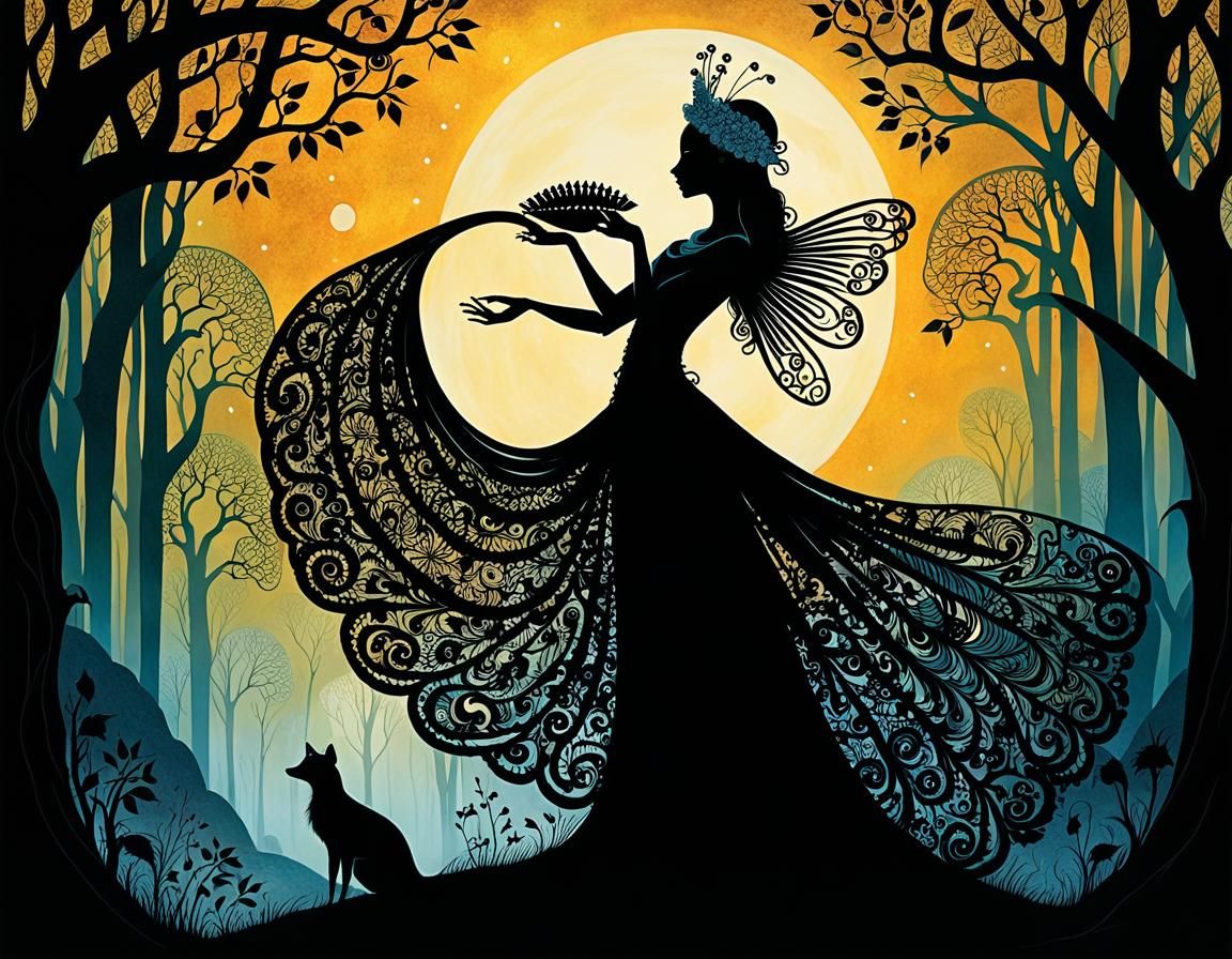 Magic Flute: Filigree Silhouettes in Comic Art Style