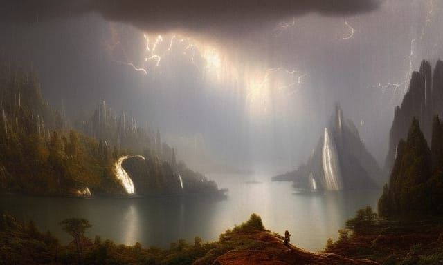 Stormy Cliffside Landscape in Digital Painting Style