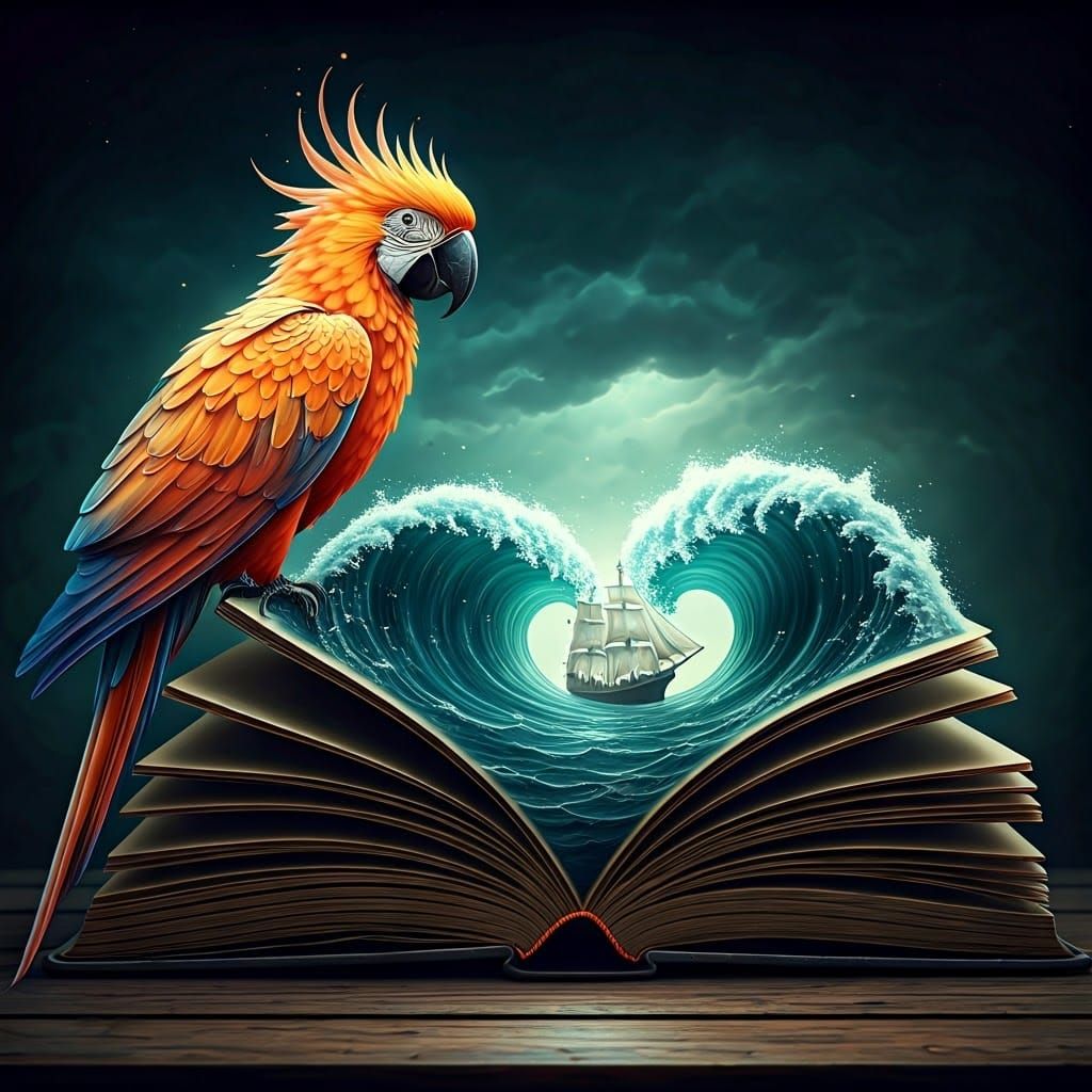 Magical Parrot Unleashes Fantasy World from Open Book