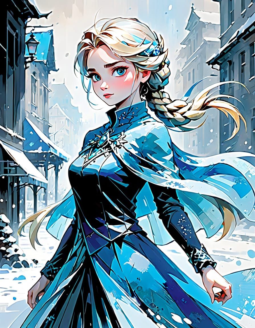 Elsa Portrait in Abstract Complementary Colors