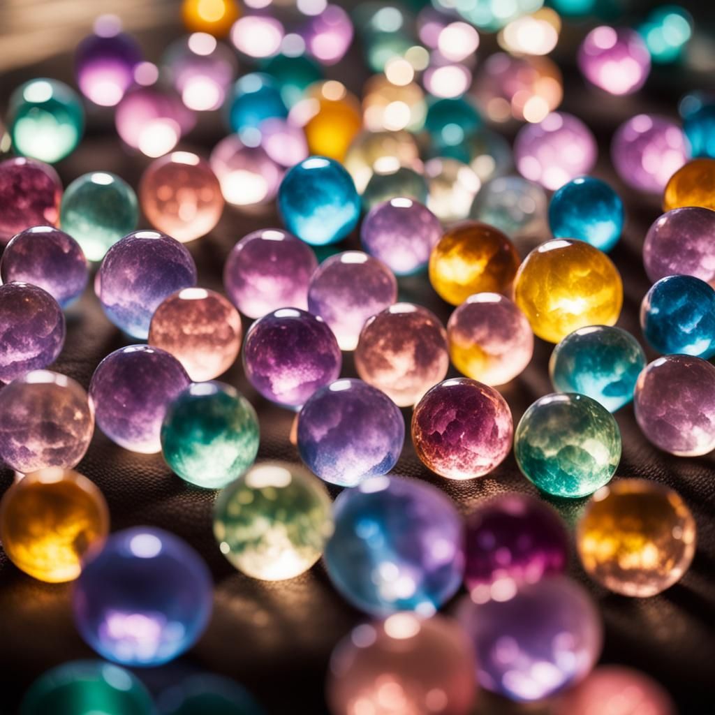 Multicolored Kunzite Crystal Orbs in Sunlight