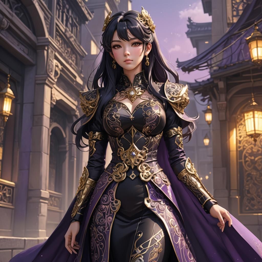 Confident Curvy Woman in Anime-Inspired 3D Art