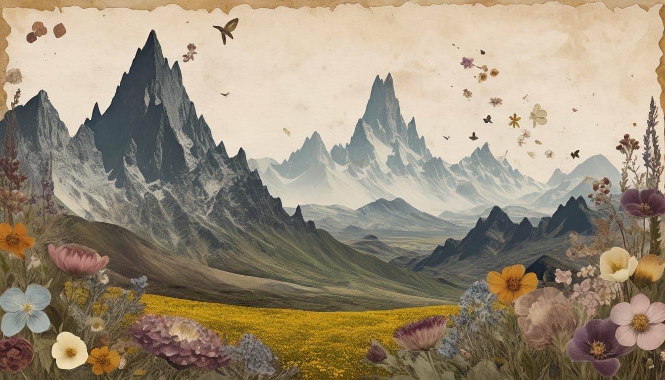 Fantasy Landscape in Pressed Flower Art