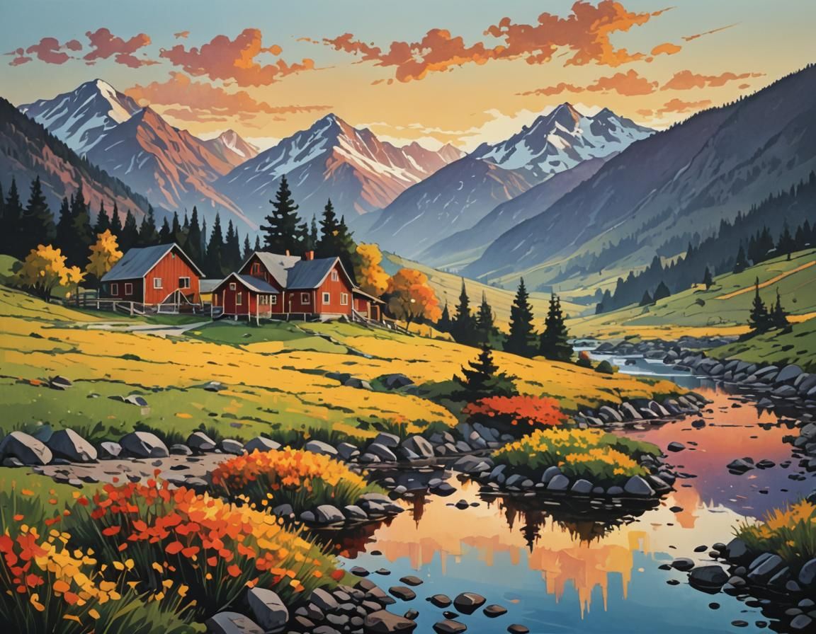 Vibrant Landscape with Warm Colors