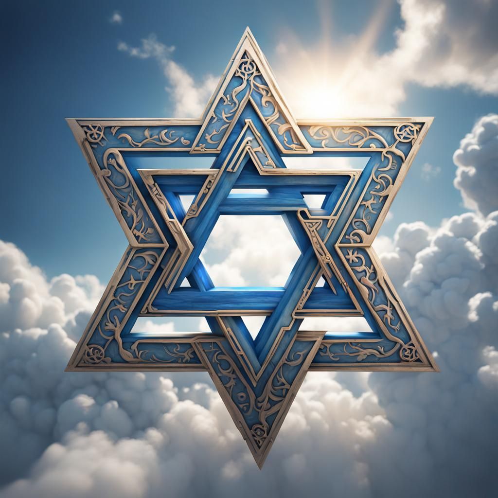 Blue Star of David on White Background