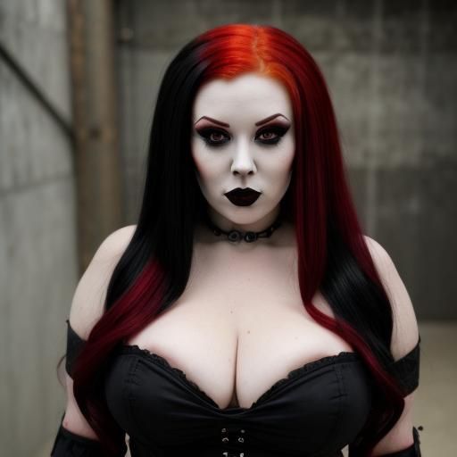 Steampunk Goth Redhead with Engine