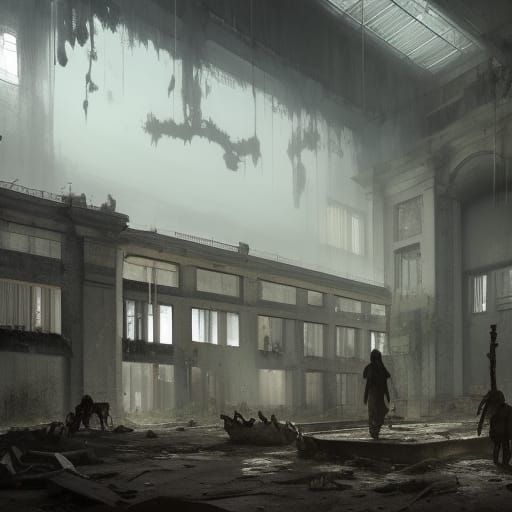 Derelict Police Station in Dark Fantasy Style