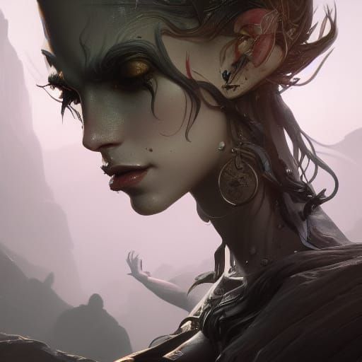 Dark Fantasy Masterpiece in Purple and Yellow