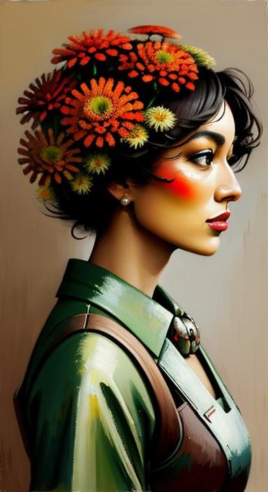 Edo Minimalism Robot Queen with Zinnias