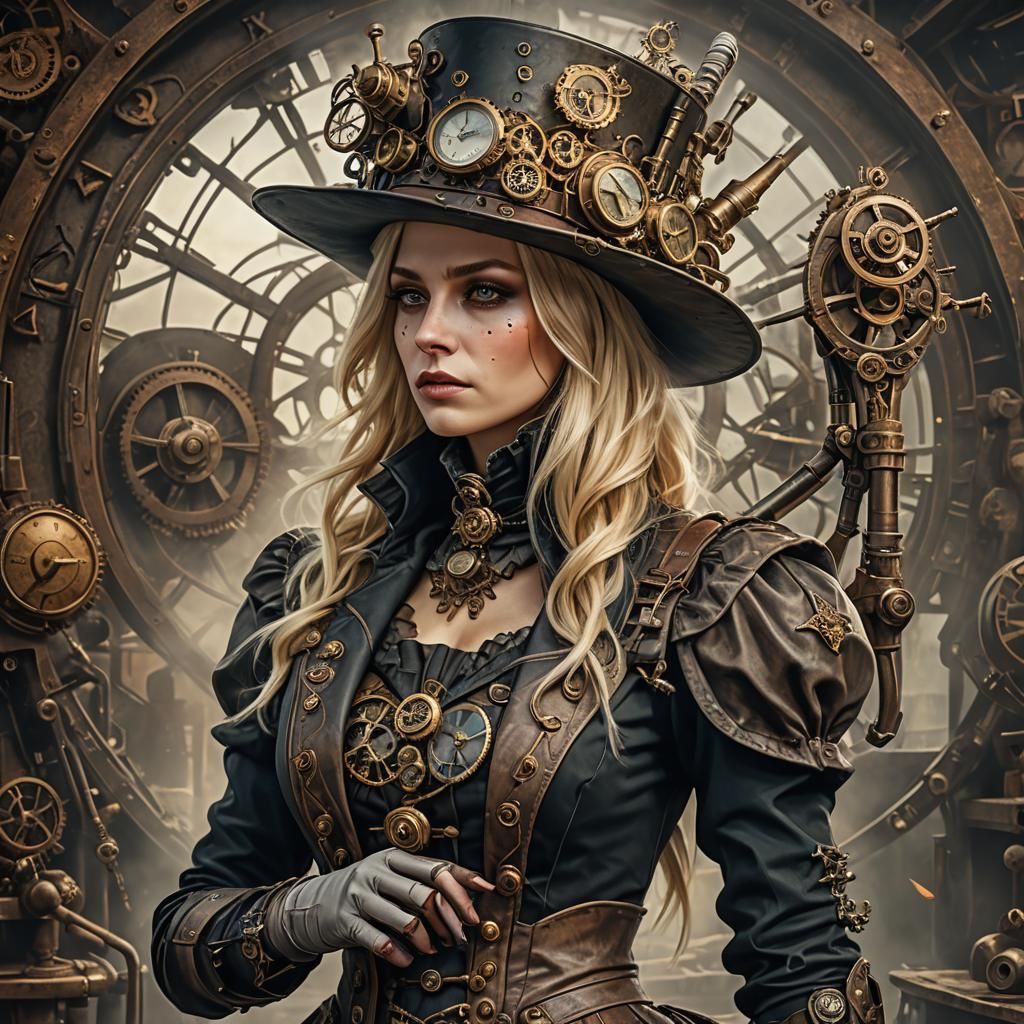 Steampunk Skeleton Archer with Bow and Arrow