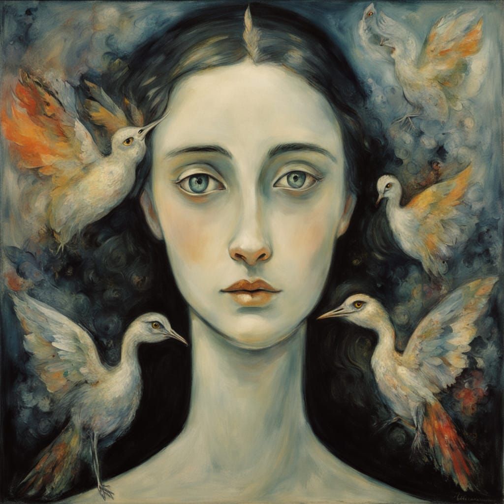 Sorrowful Hebrew Girl in Dreamlike Mourning Scene