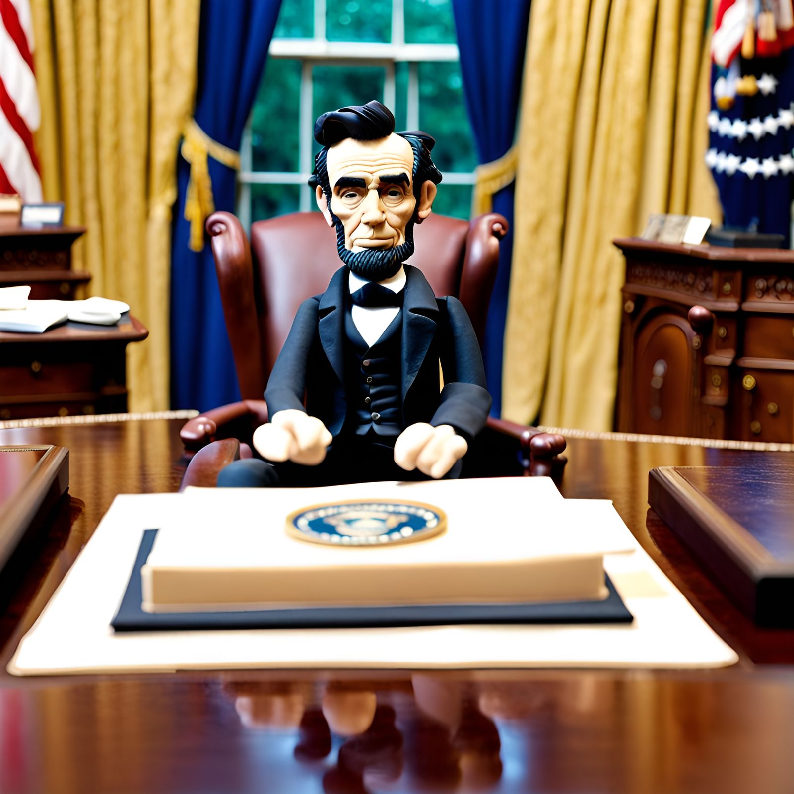 Claymation Abraham Lincoln in Oval Office