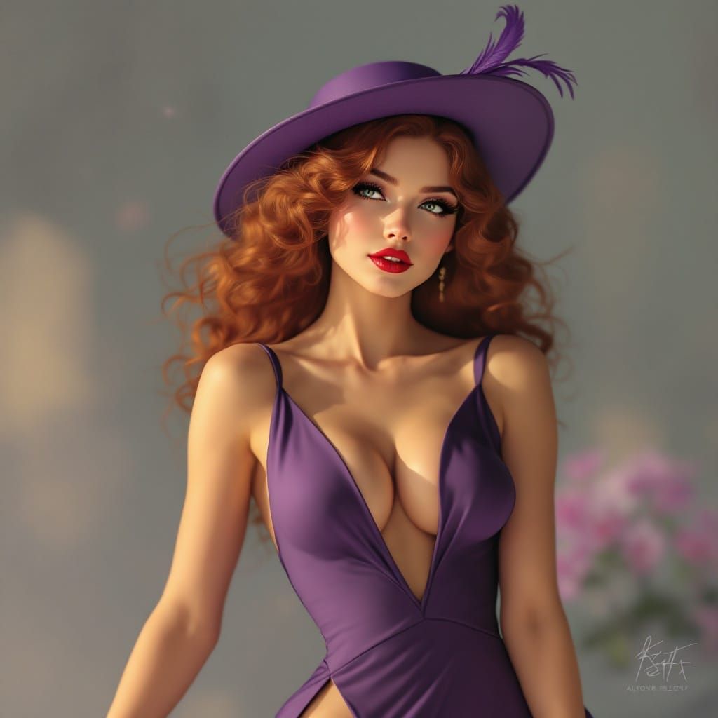 Vintage Glamour Portrait in George Petty Style