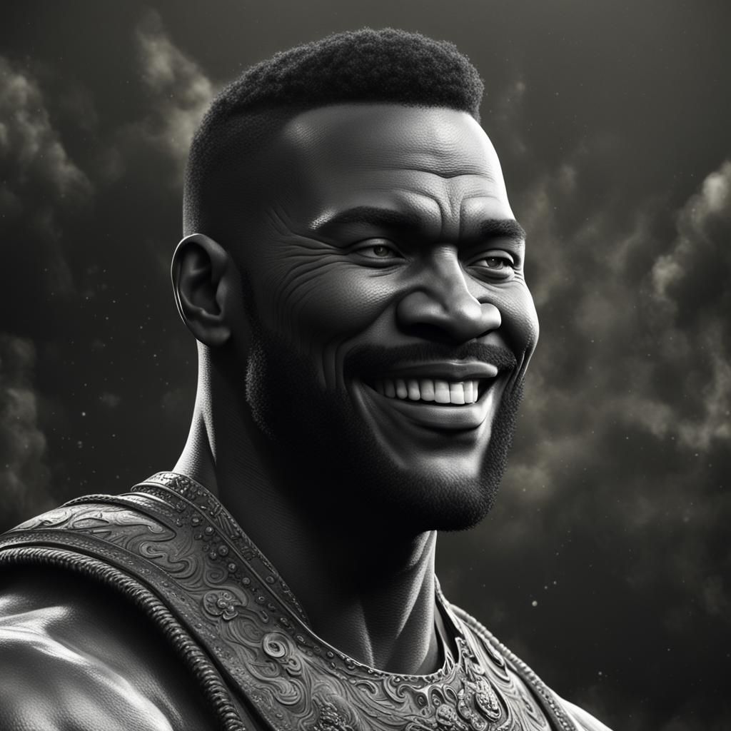 Detailed Matte Painting of Muscular Man Smiling