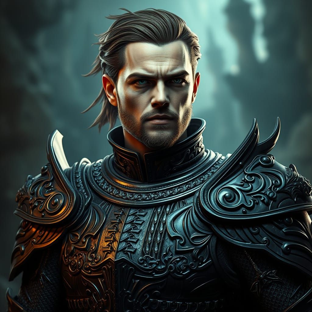 Fantasy Portrait of a Heroic Knight in Dark Fantasy Armor