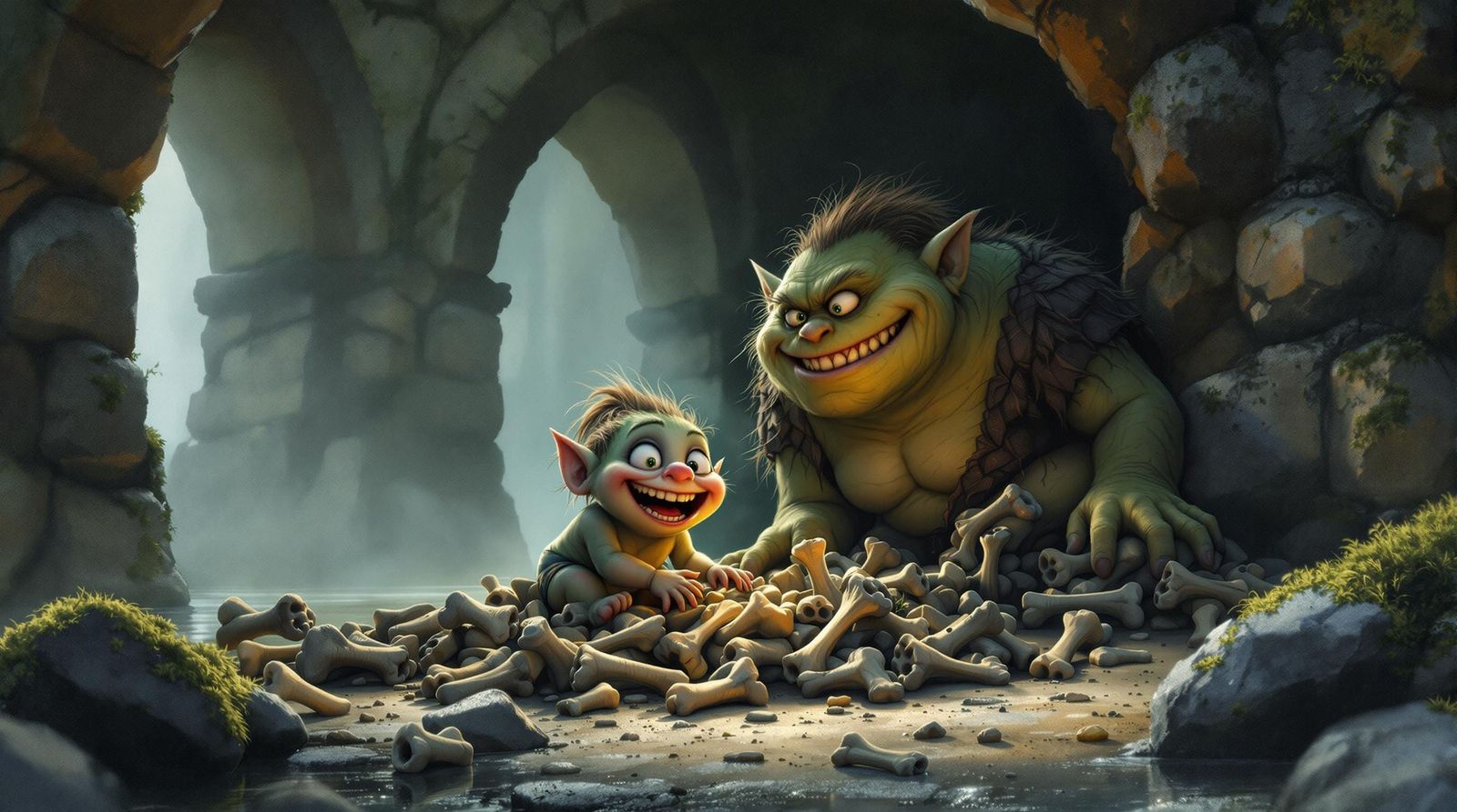 Loving Troll Mother Watches Over Her Child