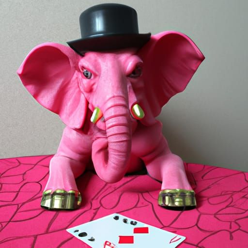 Pink Elephant Plays Poker in AI Art