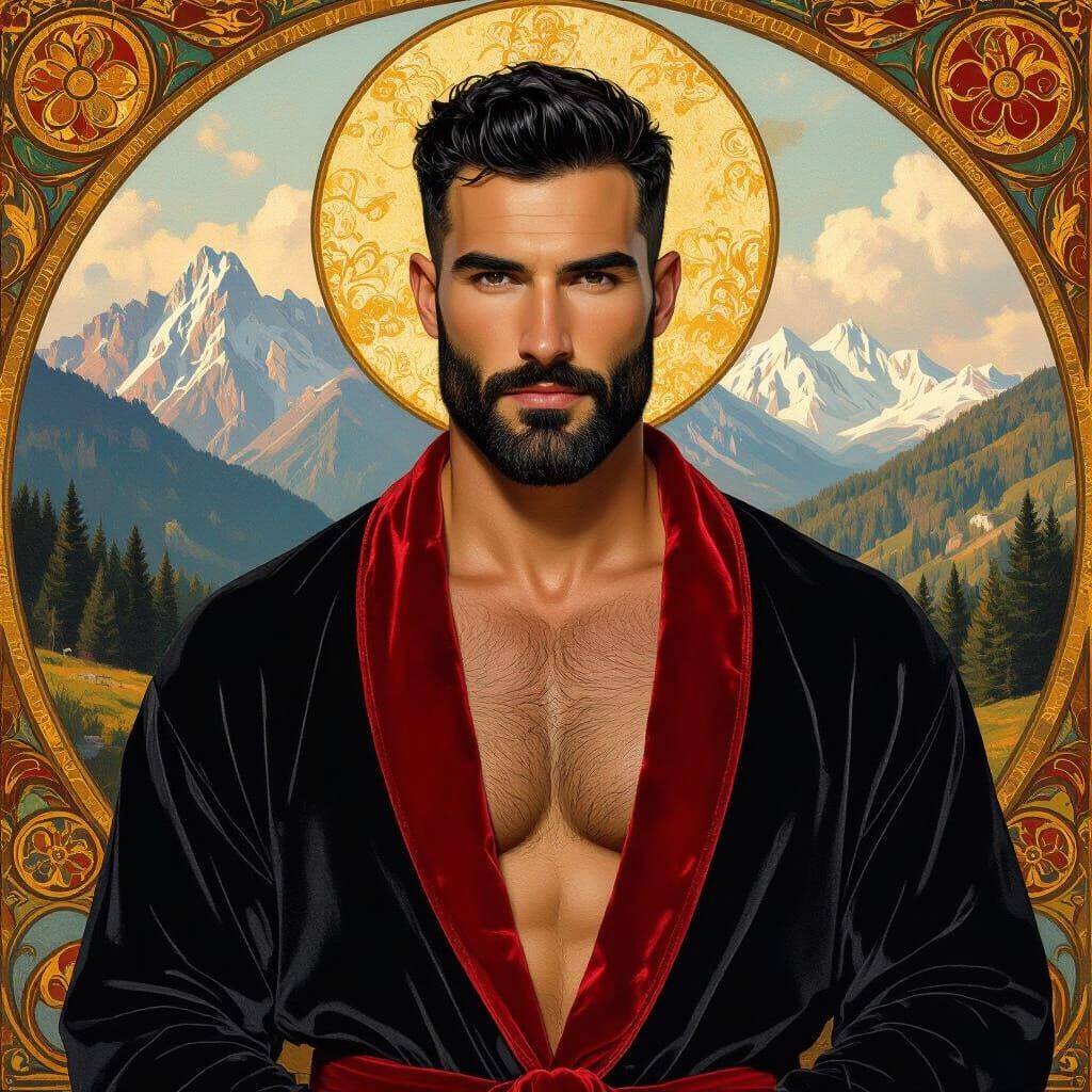 Impressionist Man in Velvet Robe