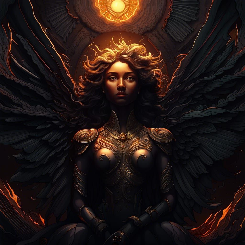 Matte Black Paper Art: Guardian Angel of Sun