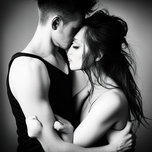 Passionate Embrace: A Moment of Intense Longing