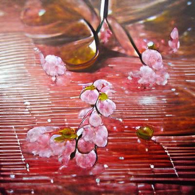 Sakura Cherry Blossoms in Oil on Canvas