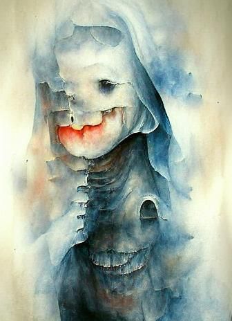 Creepy Christmas Ghost Portrait in Dark Surreal Style