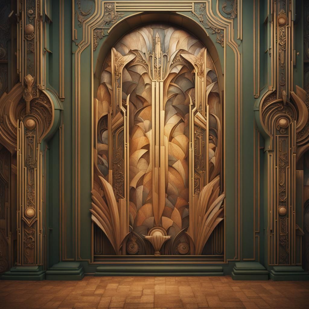Art Deco Wall in Prague: Detailed Matte Painting