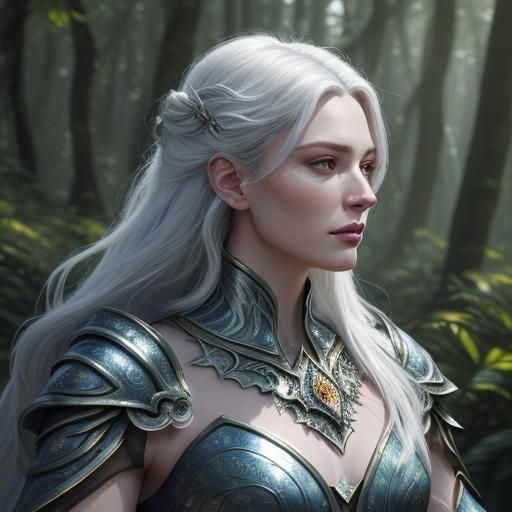 Elegant Woman in Gemstone Armor: Fantasy Art