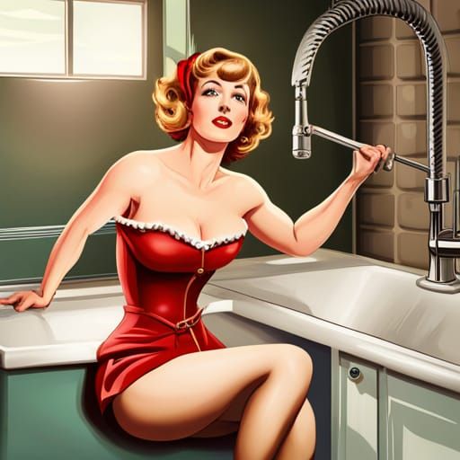 Plumbing pinup girl