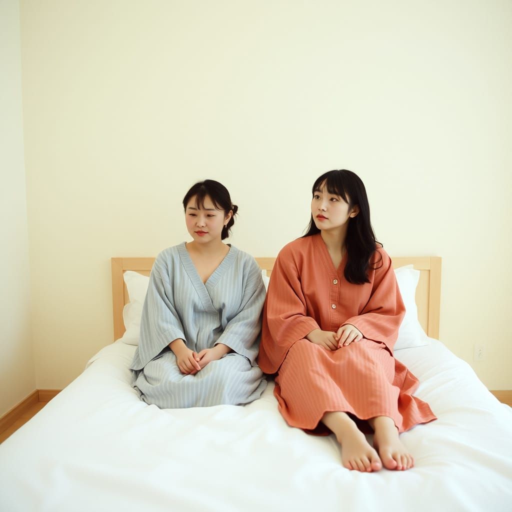Hyperrealistic Japanese Women in Minimalist Room