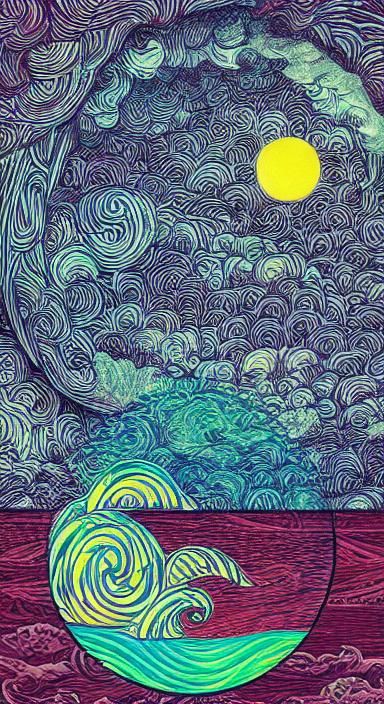 Moana Double Exposure Anime Vessel on Moon