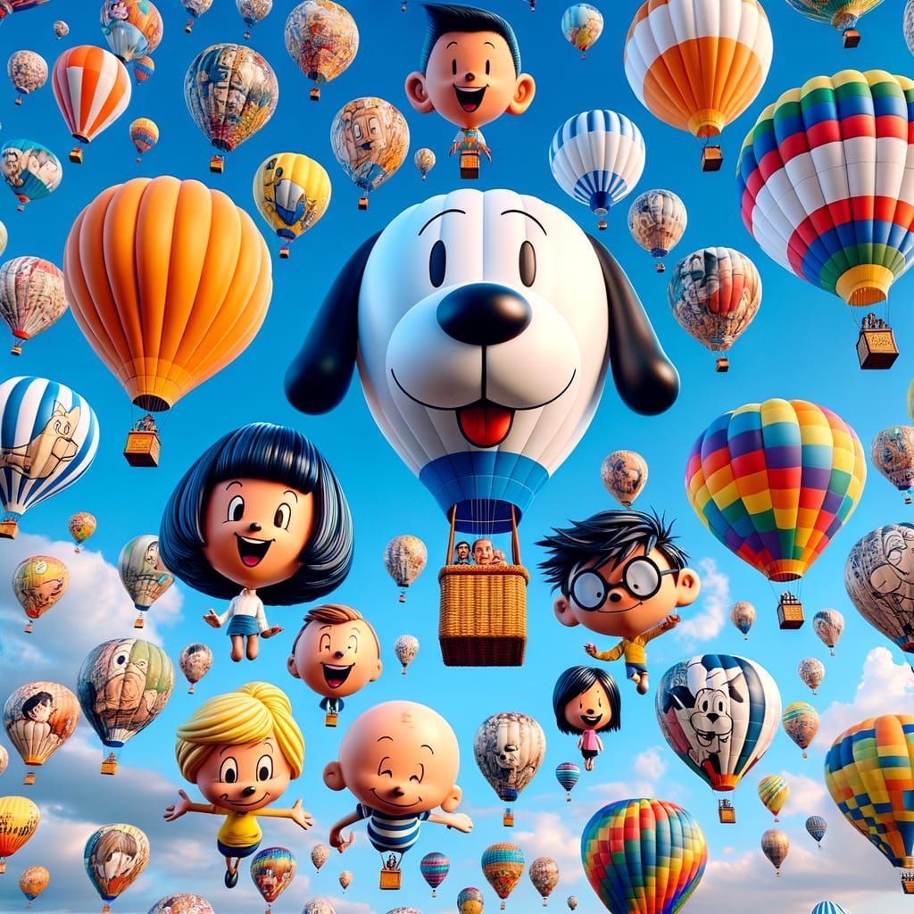 Comic Strip Characters Soar as Hot Air Balloons