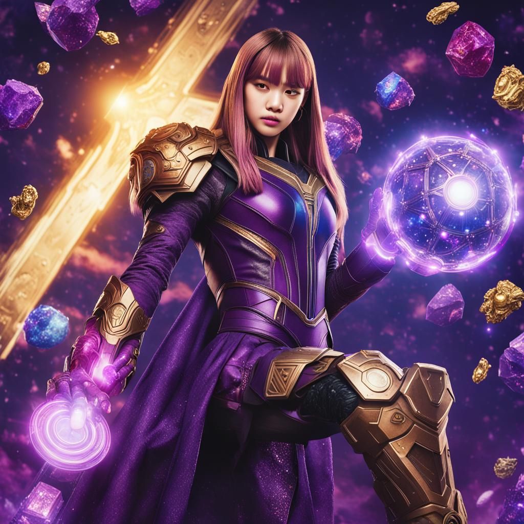 Lalisa Manoban as Thanos with Infinity Gauntlet