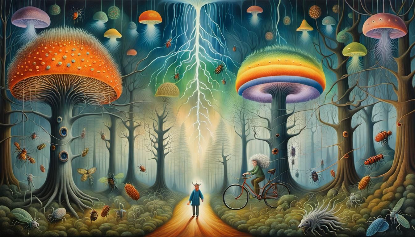 Surreal Forest Dreamscape with Bioluminescent Flora