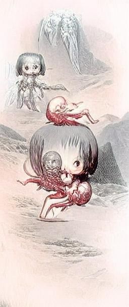 Chibi Magical Girl Body Horror in Gustave Dore Style