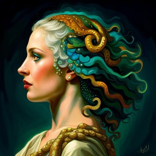 Cosmic Gorgon Medusa Goddess in Hyperdetailed Digital Art