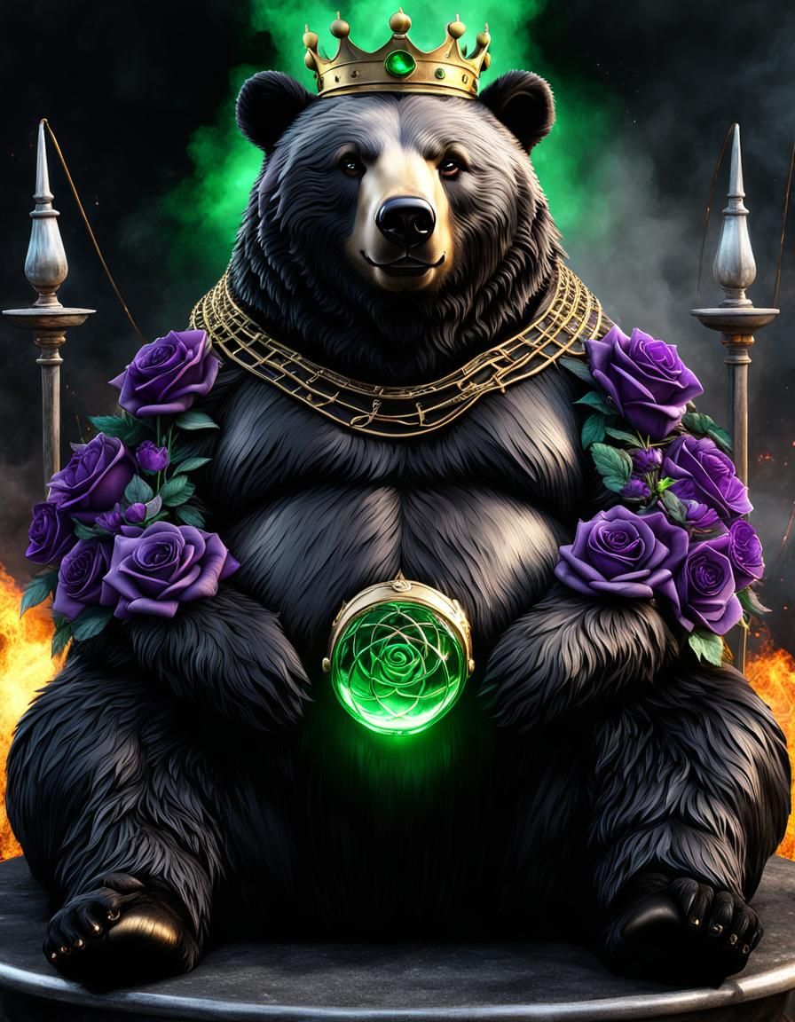 Astrological Libra Bear with Roses and Jewels
