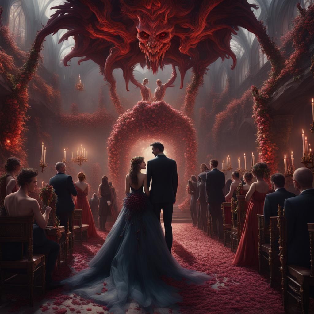 Demonic Wedding Disruption: Fantasy Concept Art