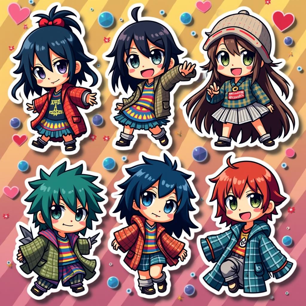 Dynamic Anime Stickers Inspired by Tokyo Pop Culture