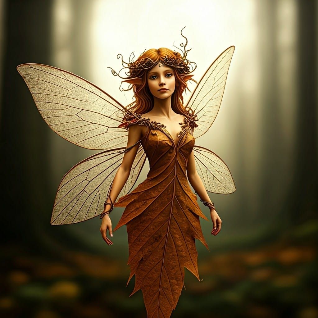 Autumn Leaf Fairy in Mystical Realism Style