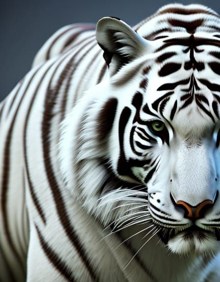 Realistic White Tiger Portrait in 4K