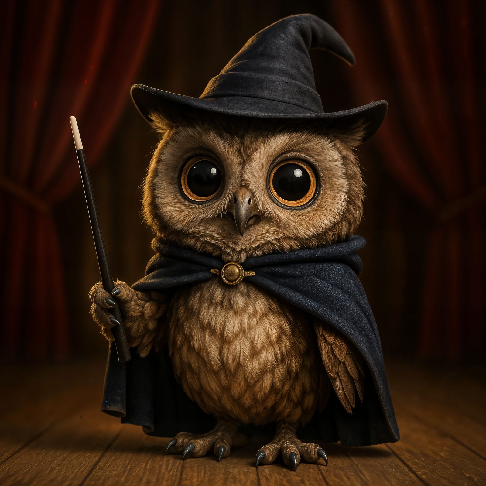 Adorable CGI Owl Magician with Magic Wand