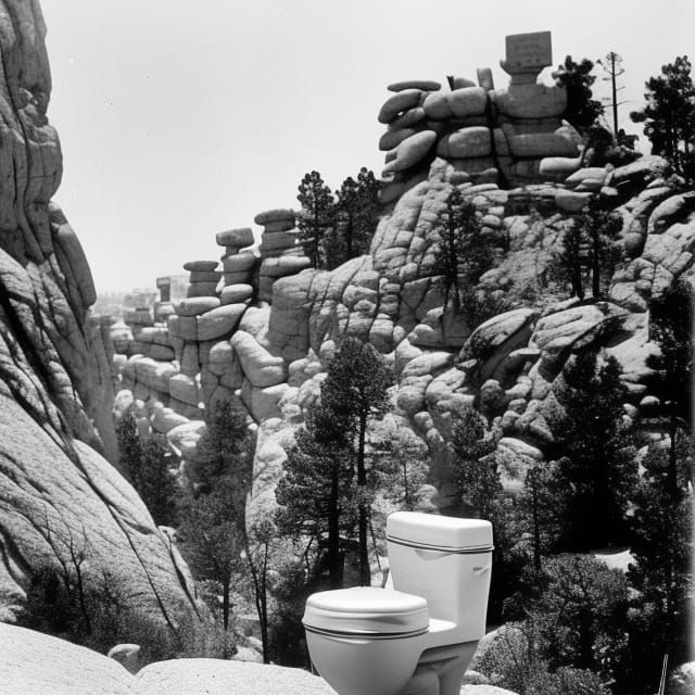 Toilet on Mount Rushmore: Vintage Nadar Photograph