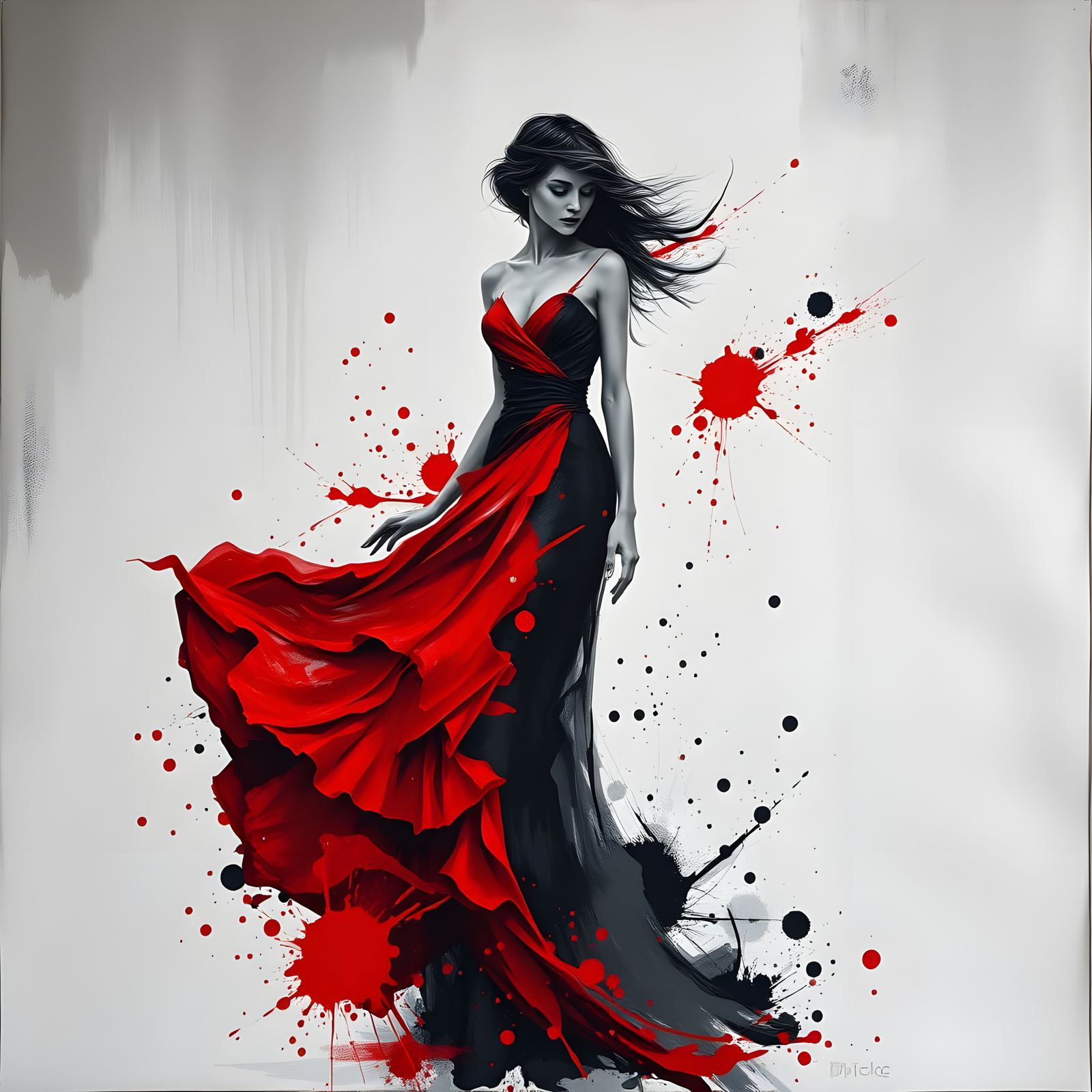 Woman in Paint Dress: A Dark Color Masterpiece