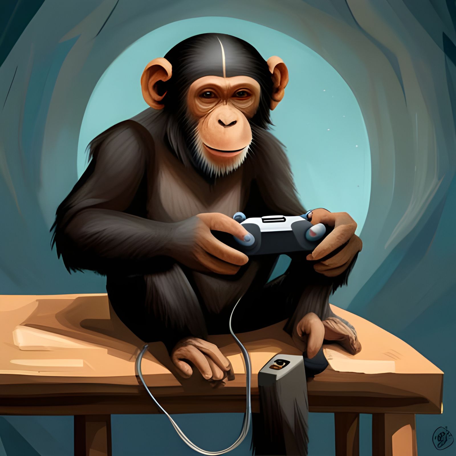 Chimpanzee Enjoys Playing Video Games