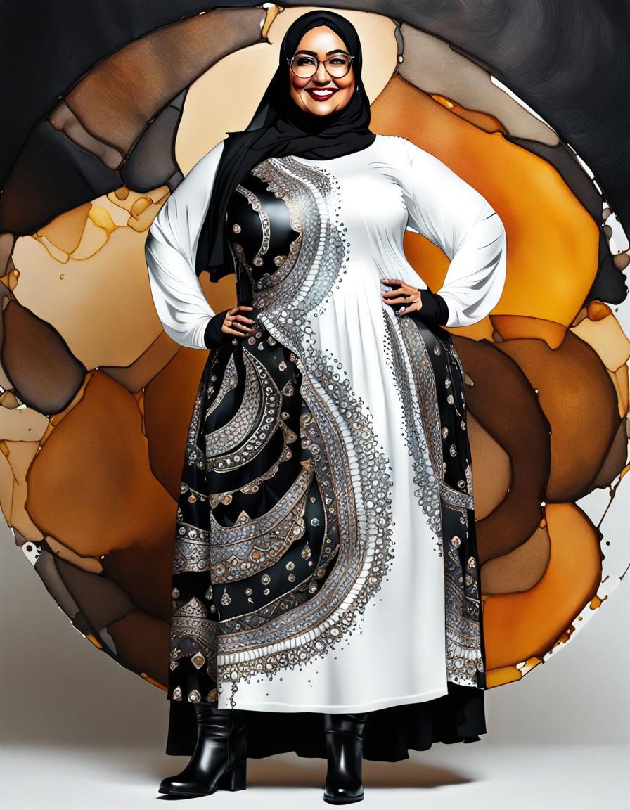 Psychedelic Alcohol Ink Portrait of a Hijabi Woman