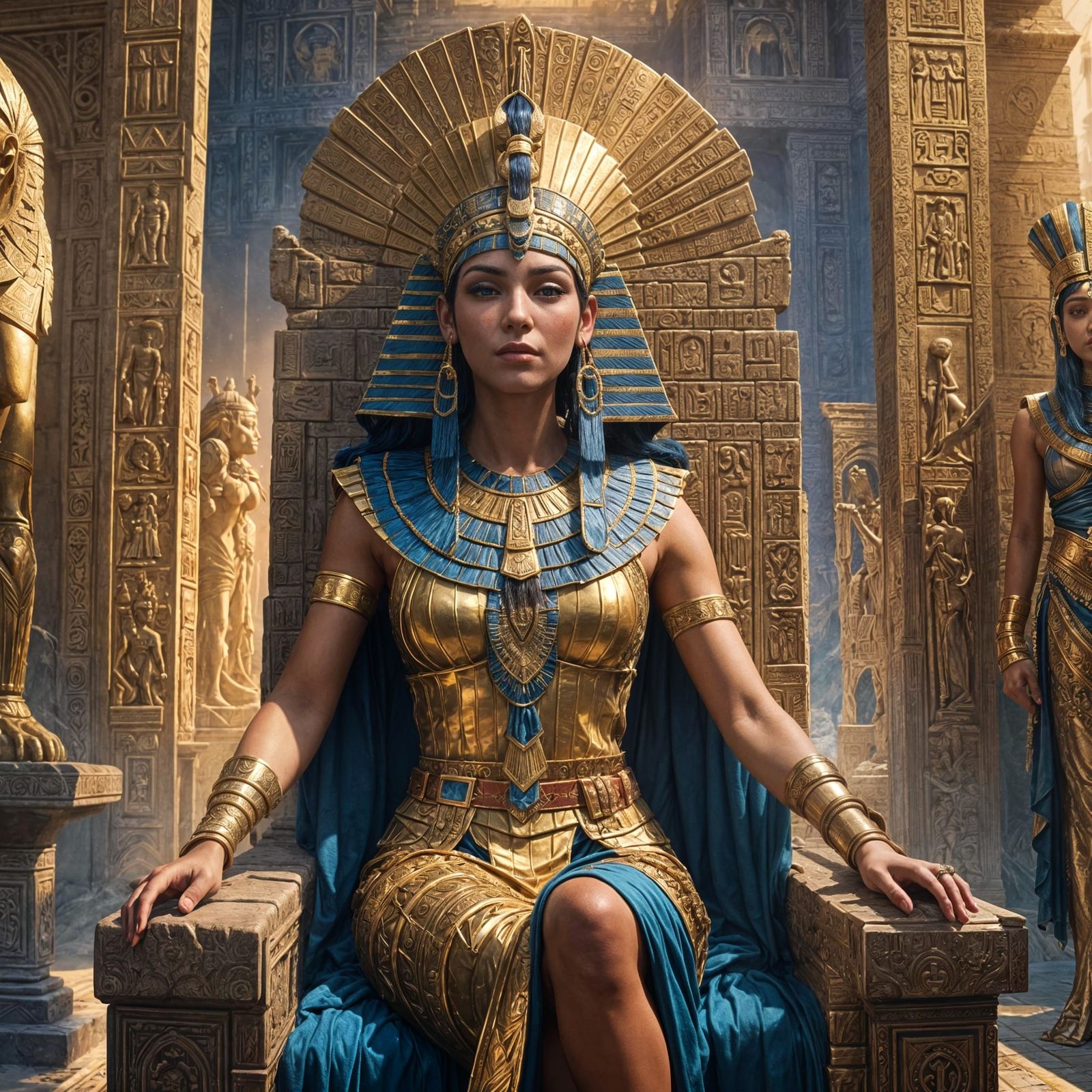 Cleopatra Regal Pose: Detailed Fantasy Art