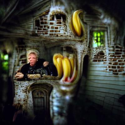 Surreal Haunted House Scene in Giger Style